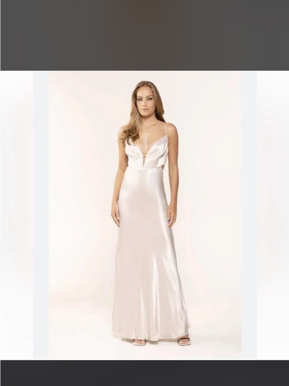 Bardot Champagne Satin Plunge Maxi Dress